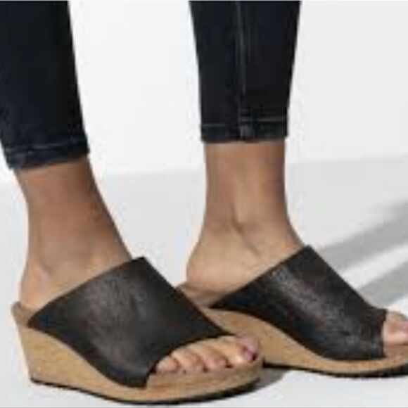 Birkenstock Papillio Namica Suede Sandal- Antique Black Washed Metallic - Picture 4 of 11